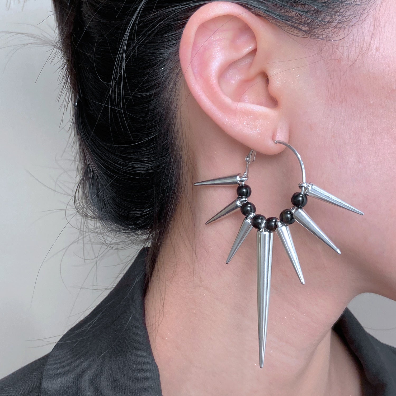 Wholesale Gothic thorn heart-shaped cross water drop punk earrings